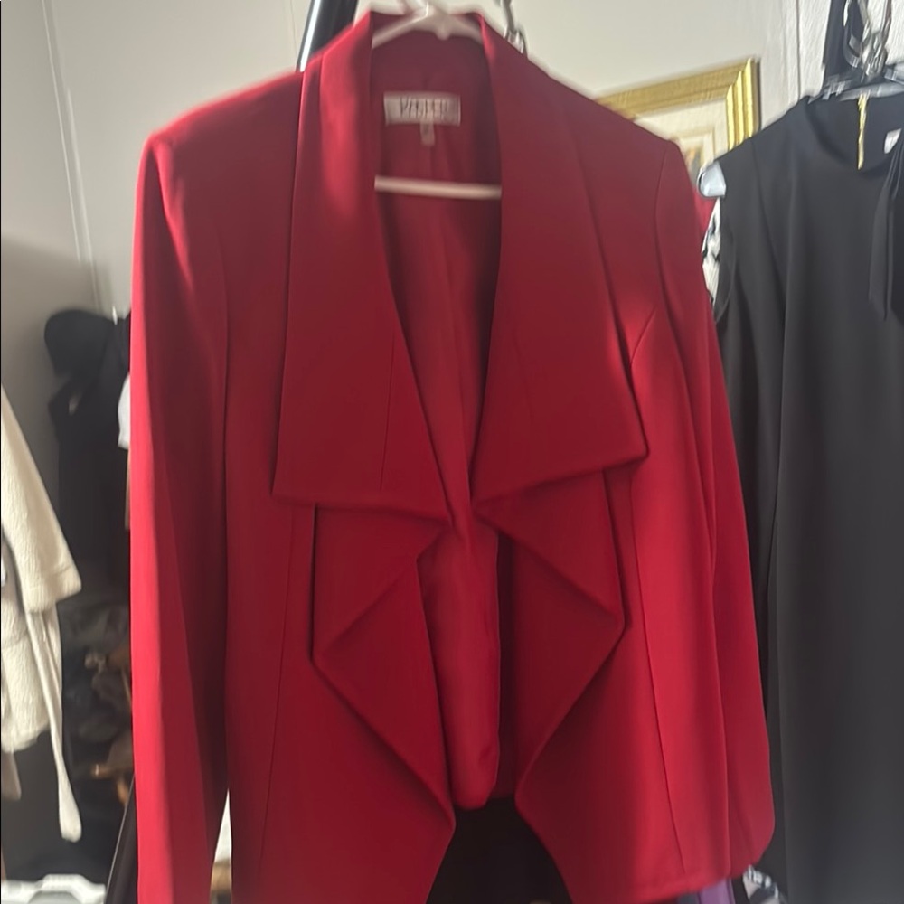 Casper red suit jacket size 14 detailed from